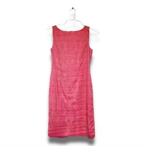 Talbots Pink Plaid Sleeveless Sheath Dress with side slit sz 8
